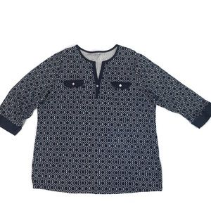 Lauren Scott Women’s Blue Geometric Blouse Sz 2X